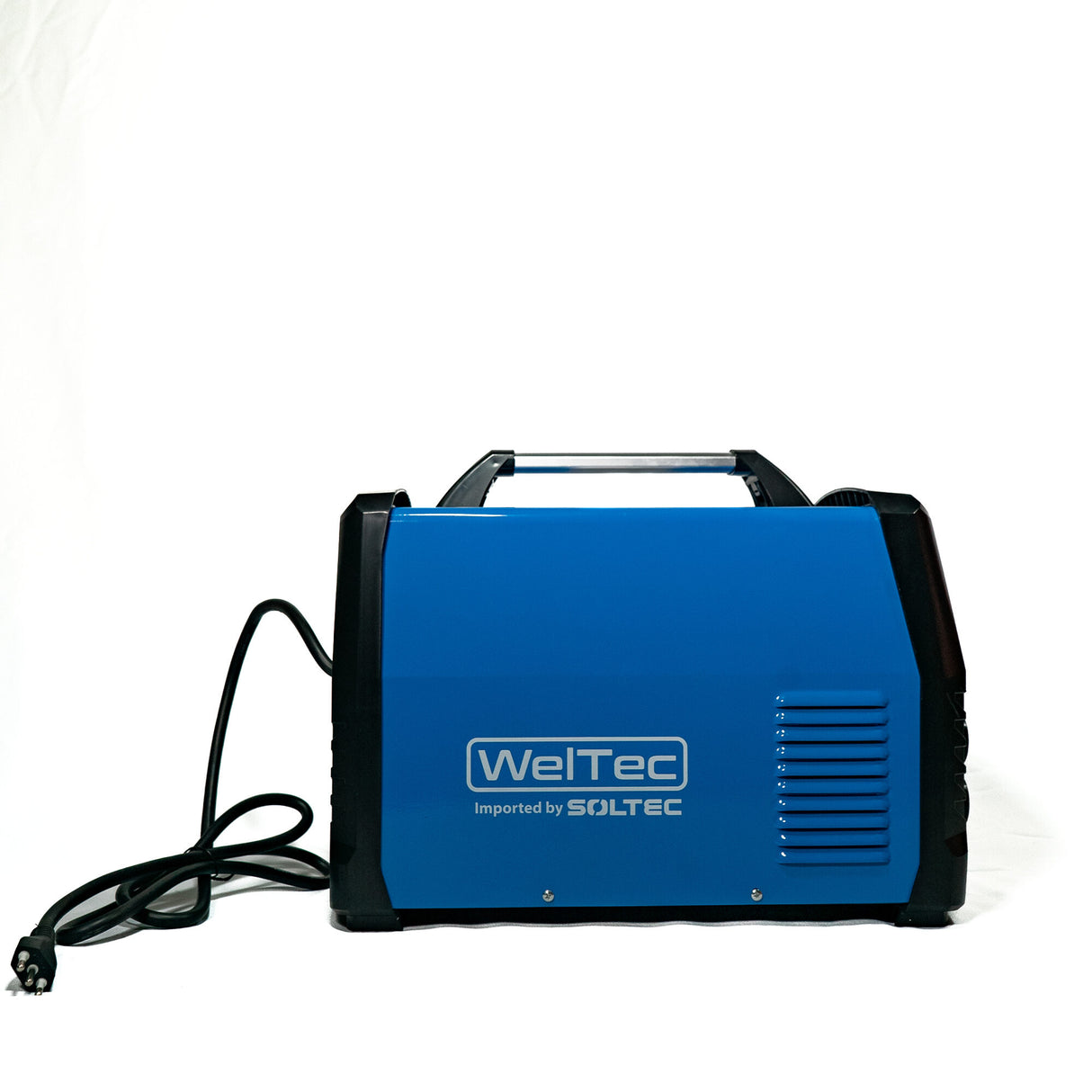 Soldadora Weltec 185 vista lateral con logo Soltec y rejilla de ventilación