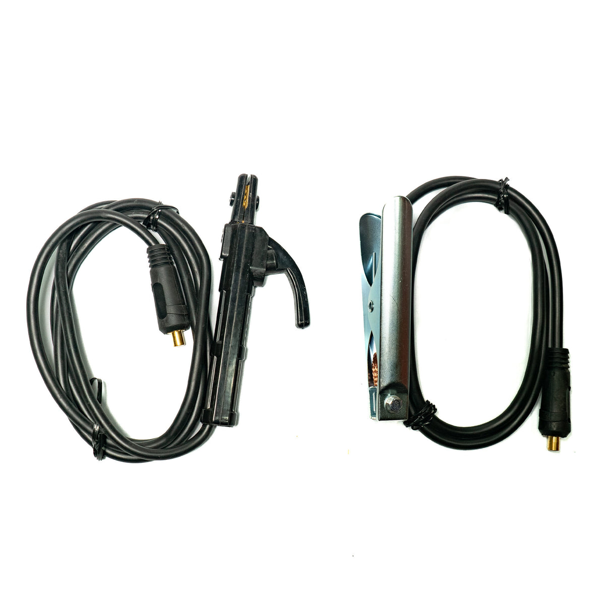Accesorios incluidos Weltec 185: portaelectrodo y pinza de masa con cables