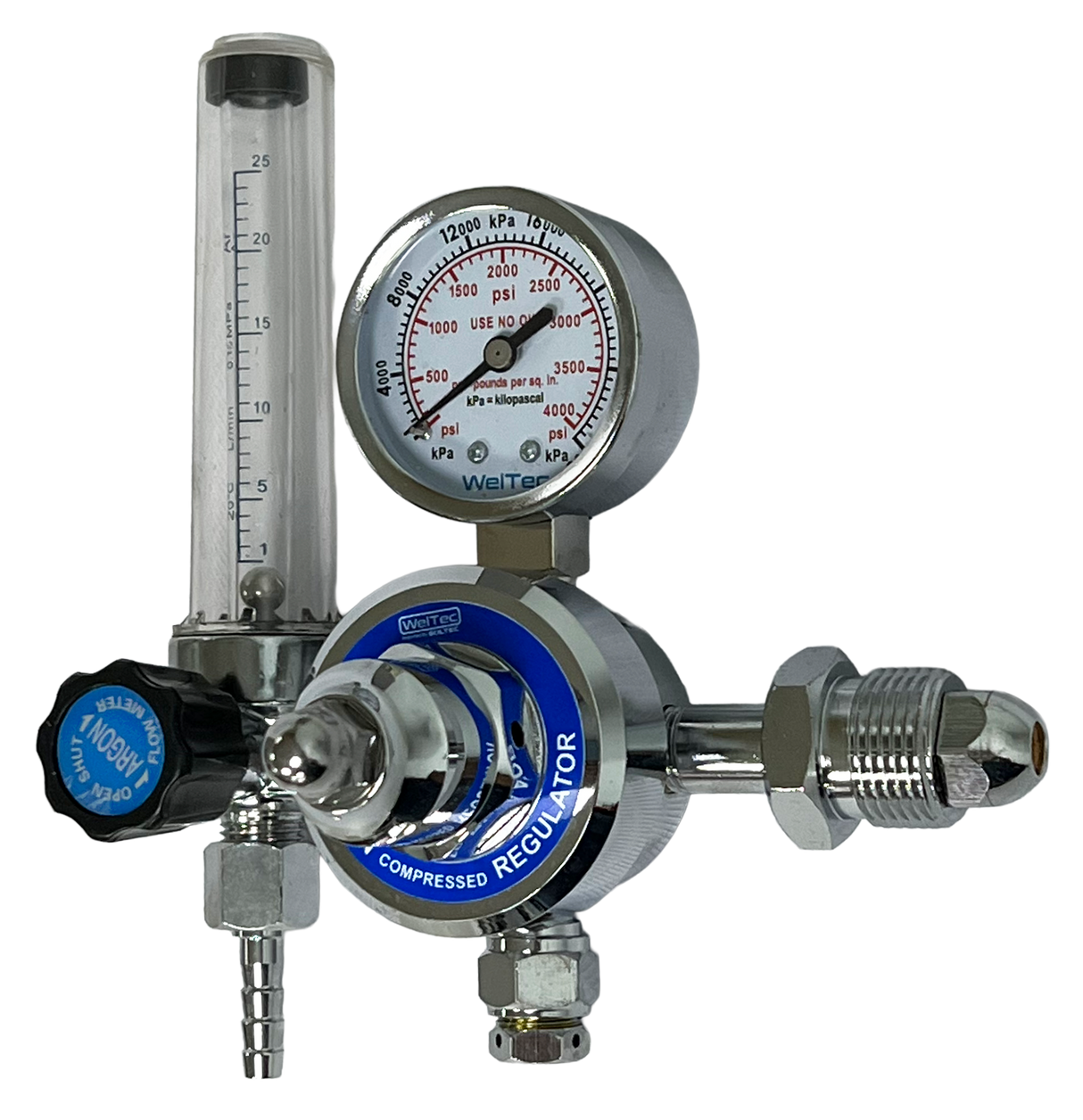 Regulador Flujo Argón WelTec ZR-68A CGA580 — Para MIG/TIG
